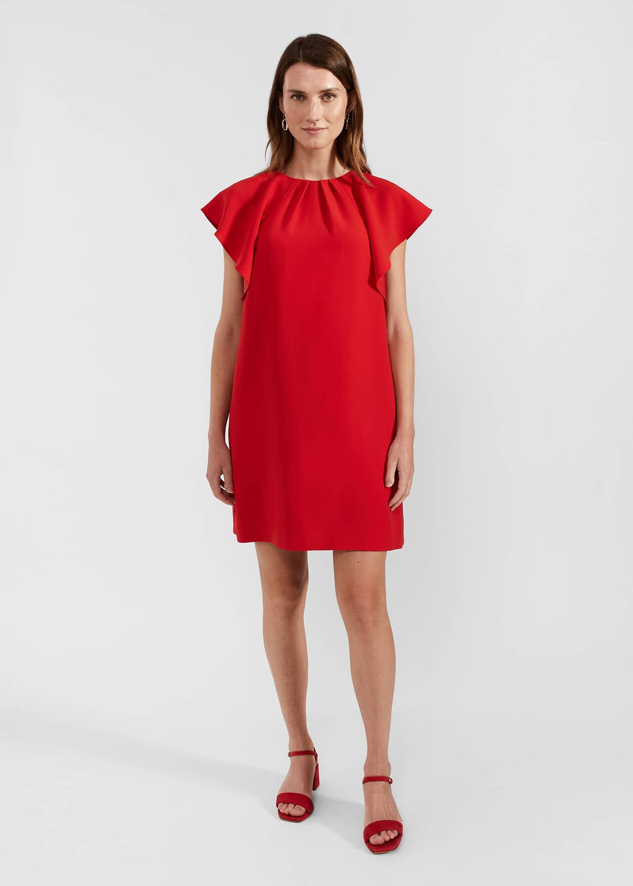 Rosario Frill Sleeveless Dress, Cherry Red, hi-res