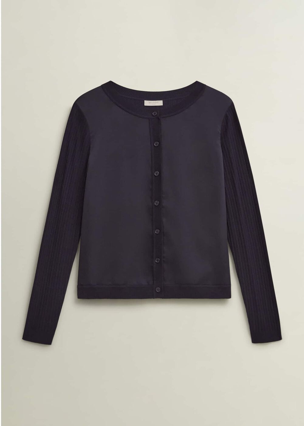 Trina Woven Front Cardigan, Hobbs Navy, hi-res