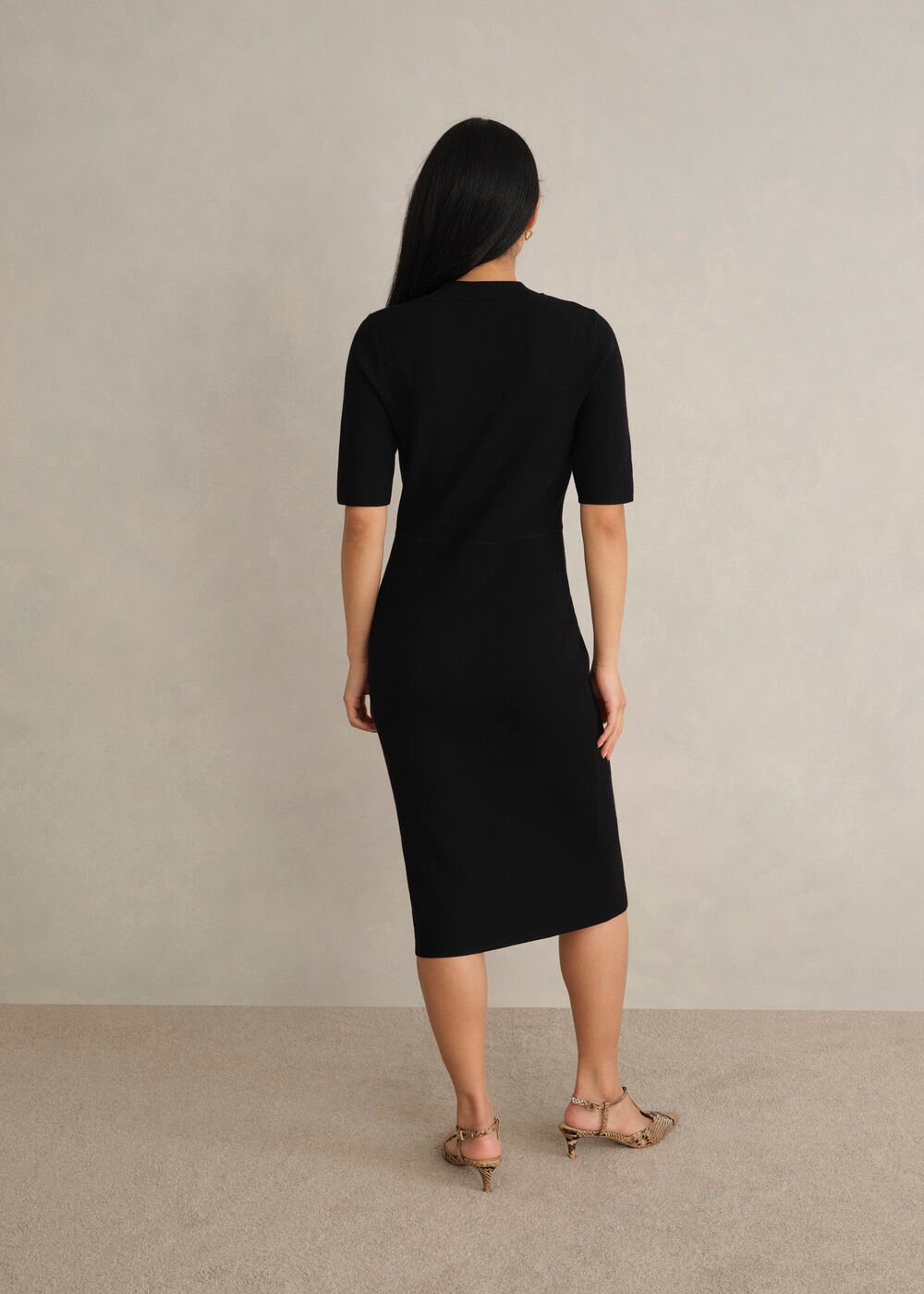 Bridget Knitted Dress, Black, hi-res