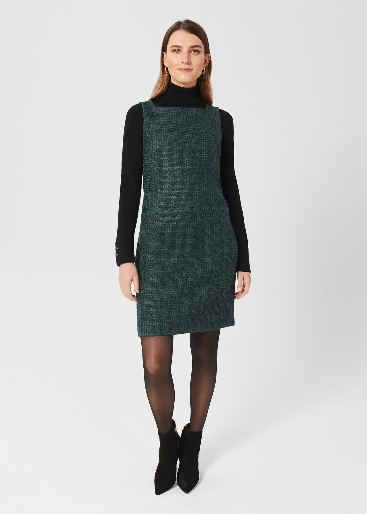 Estella Tweed Dress, Deep Pine Green, hi-res