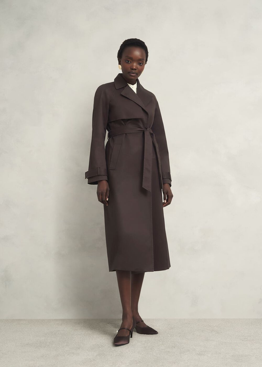 Willow Cotton Trench, Chocolate, hi-res