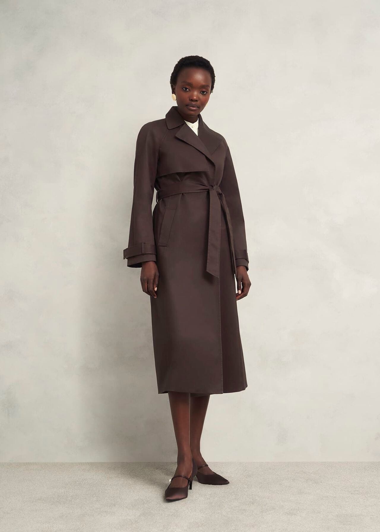 Willow Cotton Trench, Chocolate, hi-res
