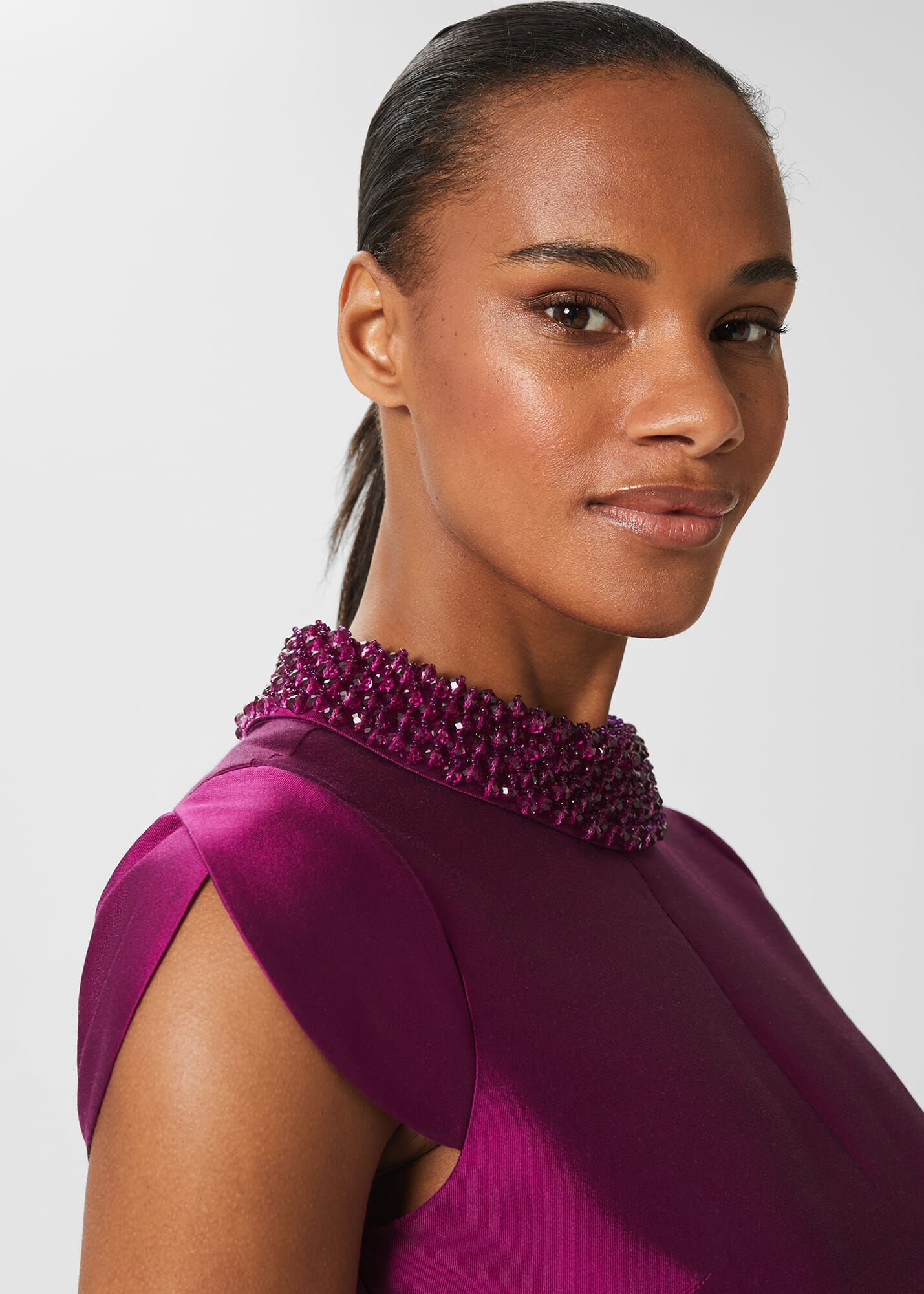 Marcella Silk Blend Beaded Dress