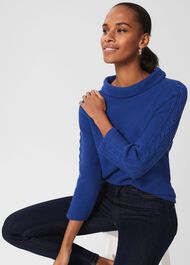 Camilla Cotton Jumper, Cobalt Blue, hi-res