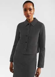 Violet Ponte Jacket, Black Ivory, hi-res