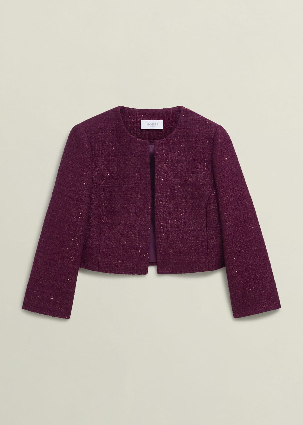 Prisha Sequin Tweed Jacket, Warm Plum, hi-res