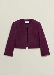 Prisha Sequin Tweed Jacket, Warm Plum, hi-res
