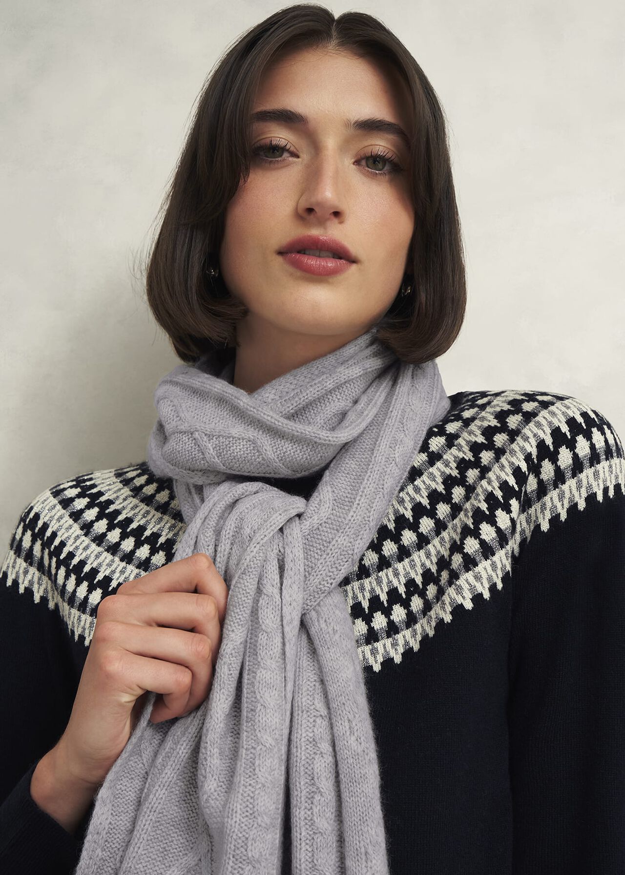 Steph Wool Scarf, Pale Grey, hi-res