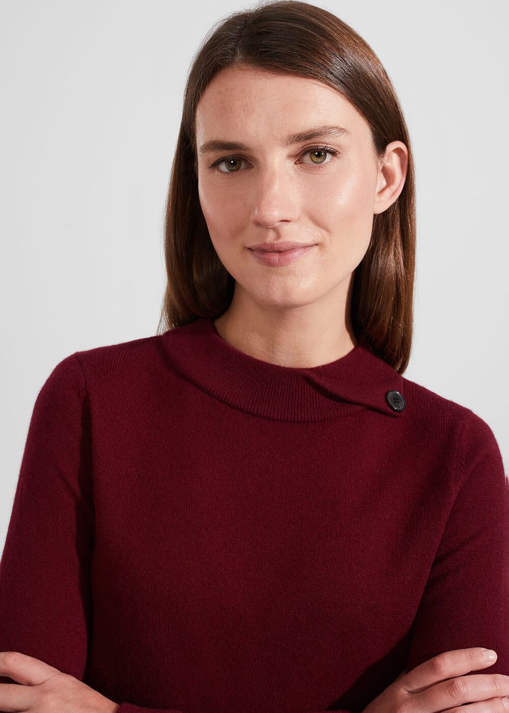 Talia Wool Cashmere Jumper, Wine Red, hi-res