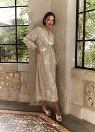 Frida Embroidered Dress, Beige, hi-res