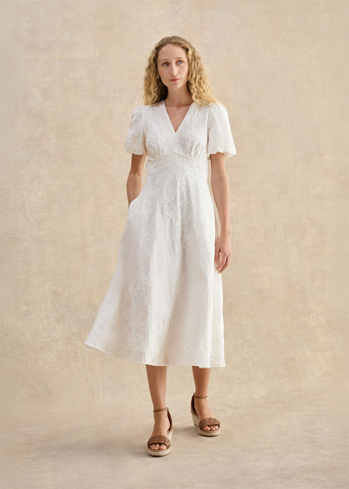 Clementine Cotton Embroidery Dress | Hobbs UK |