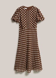 Petite Dorothy Spot Midi Dress, Brown Ivory, hi-res