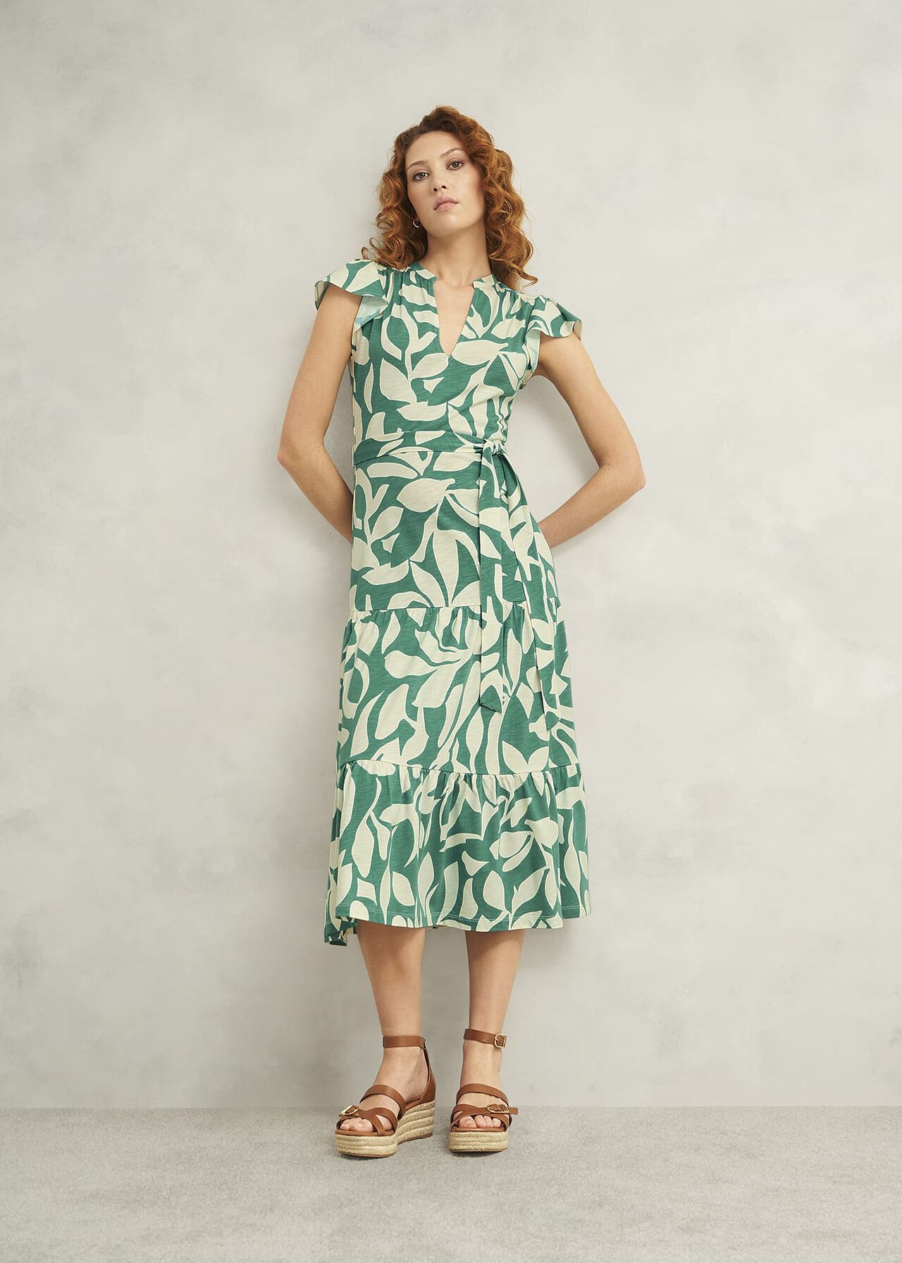 Nadine Jersey Dress, Green Ivory, hi-res