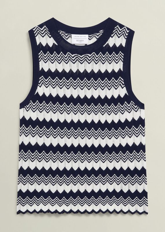 Navy Osterley Chevron Striped Knitted Vest Top