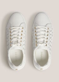 Ada Woven Leather Trainers, White, hi-res
