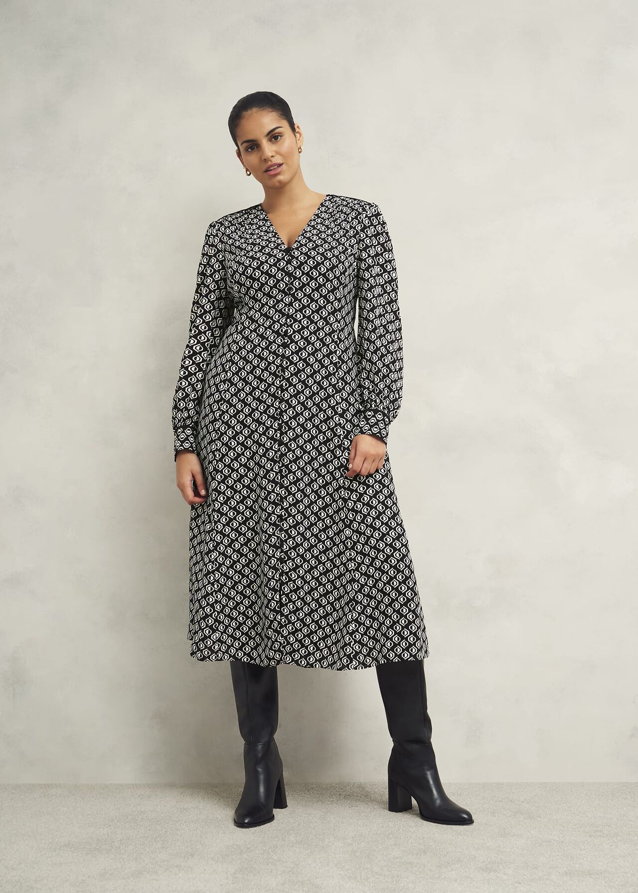 Wool Fit & Flare Long Dress Women 5253