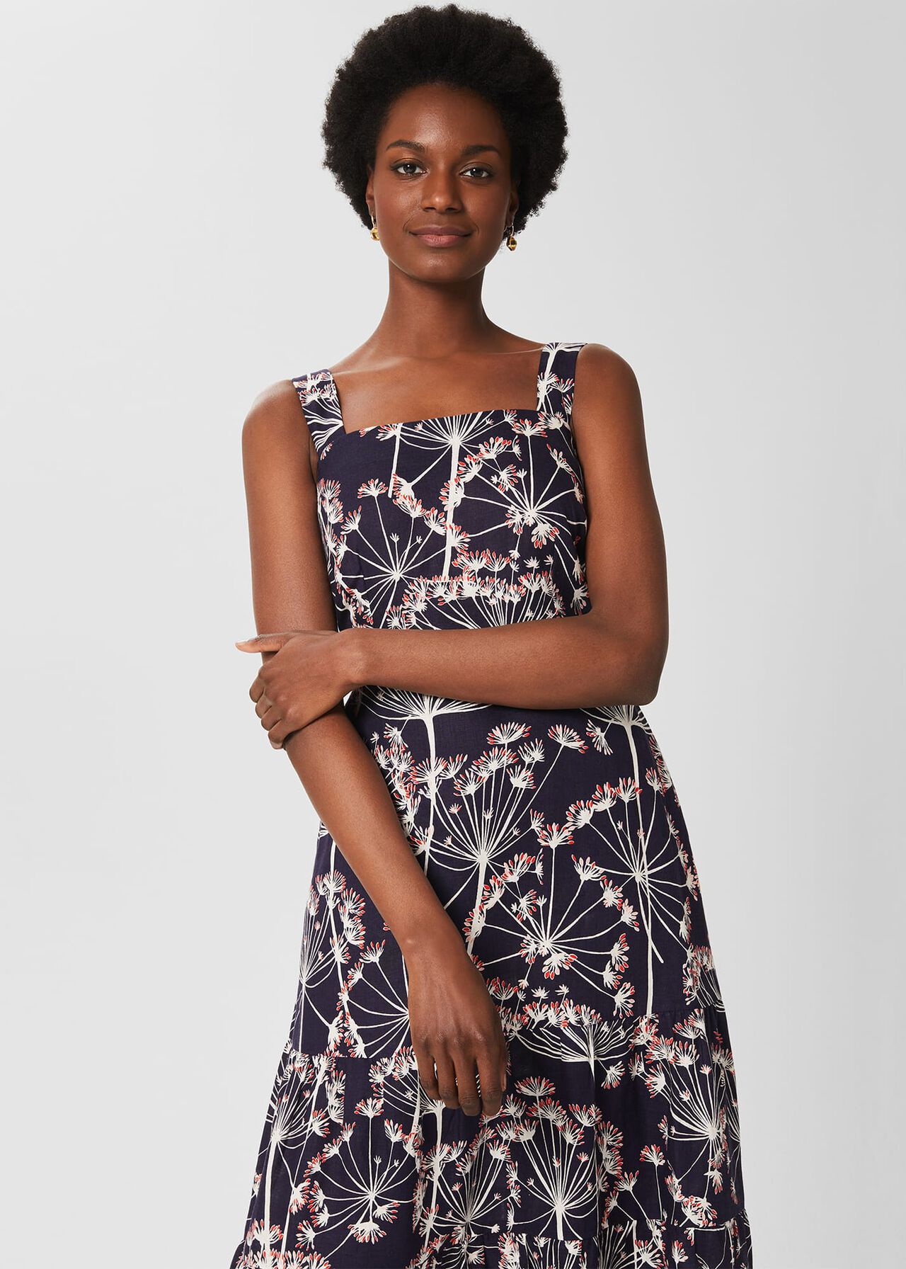 Lynley Linen Dress, Navy Multi, hi-res