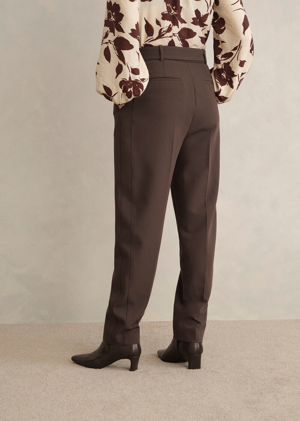 Trina Barrel Trousers, Deep Brown, hi-res