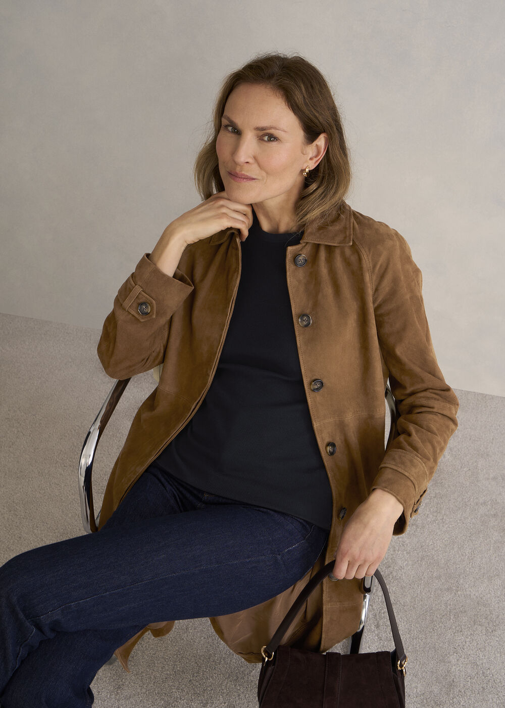 Eva Ribbed T-Shirt, Hobbs Navy, hi-res