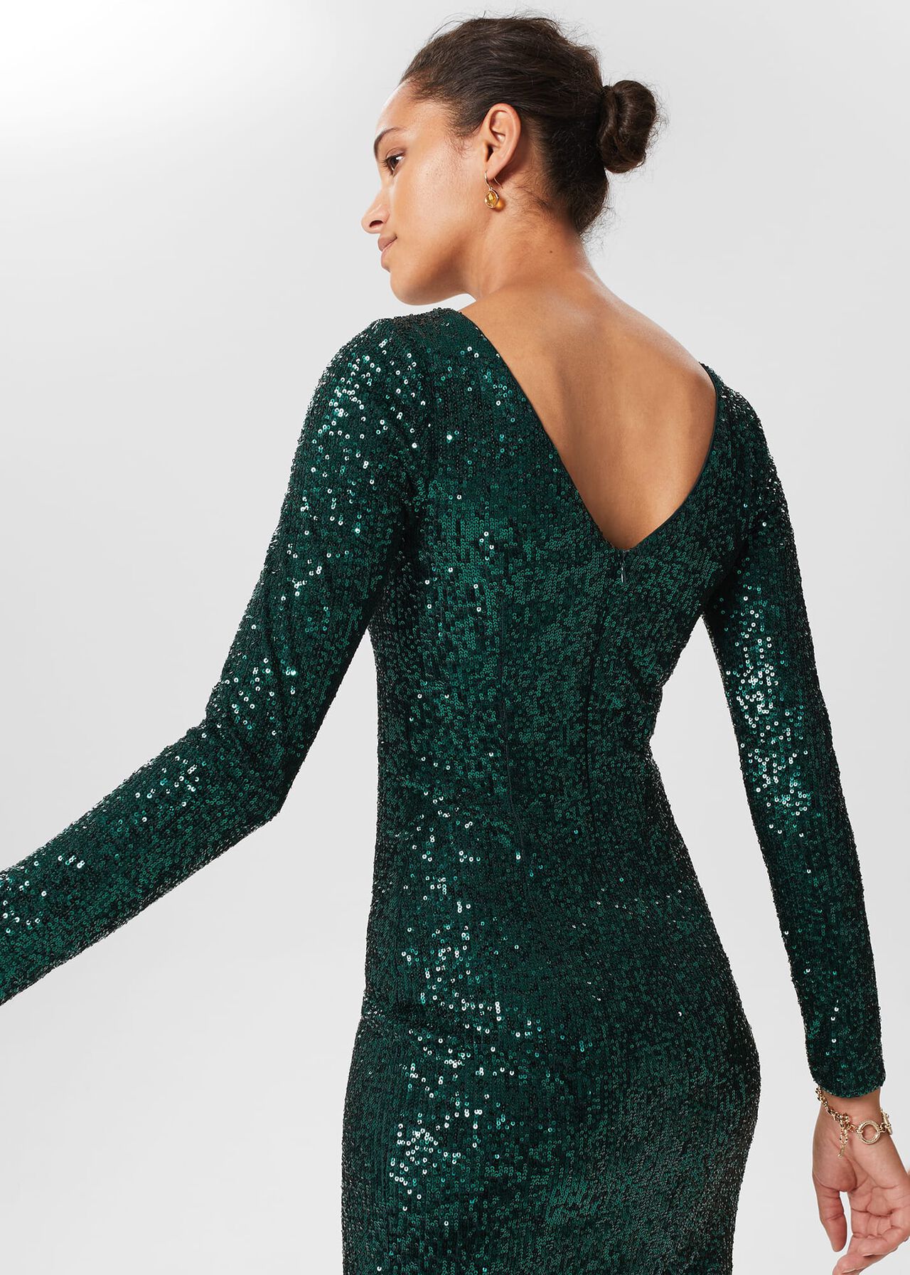 Petite Sawyer Sequin Dress, Evergreen, hi-res