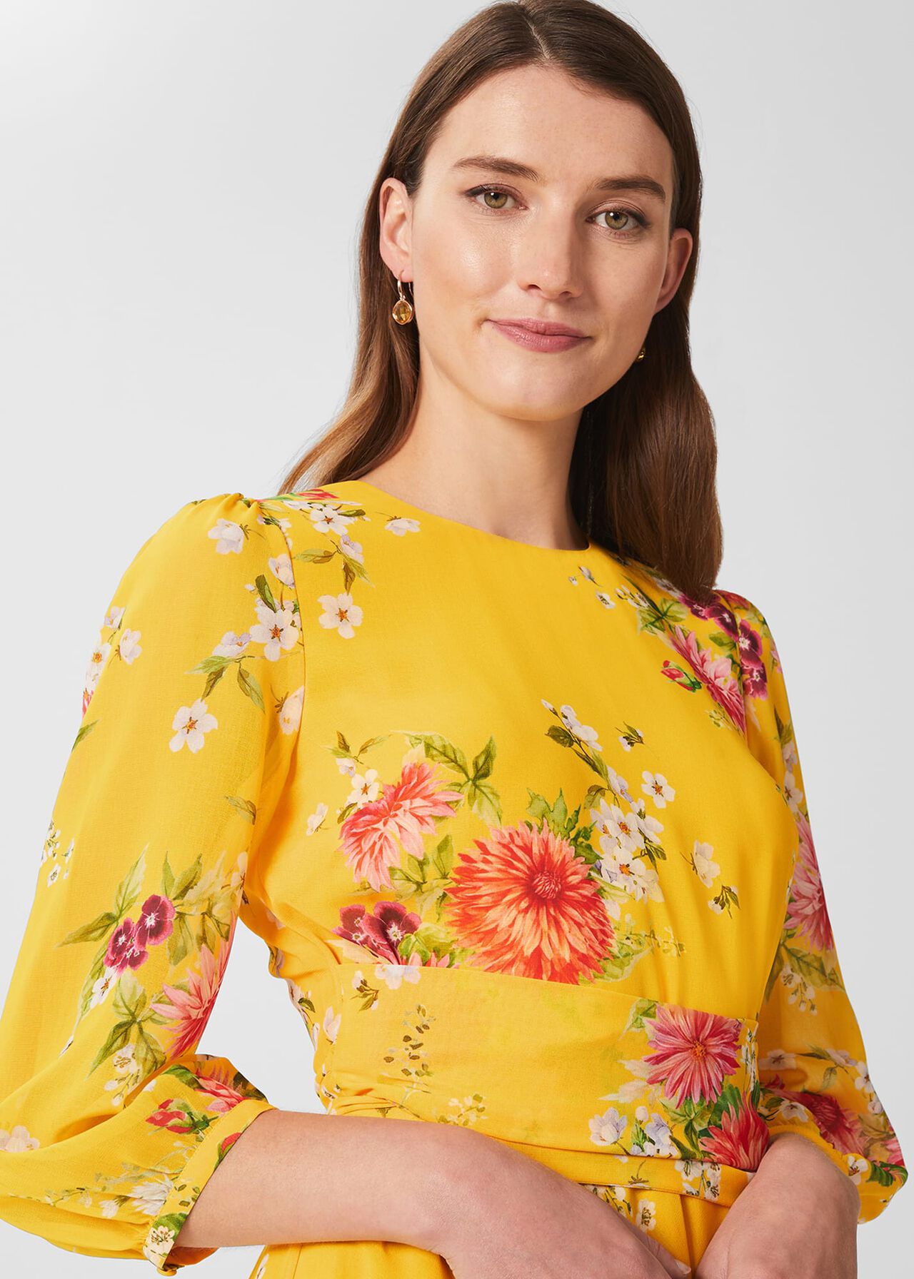 Jasmina Floral Fit And Flare Dress, Yellow Multi, hi-res