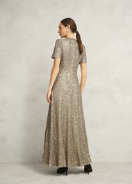Shirley Sequin Trimmed Maxi Dress, Champagne, hi-res