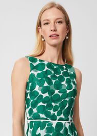 Carly Spot Midi Dress, Green Ivory, hi-res