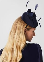 Zoe Fascinator, Navy, hi-res