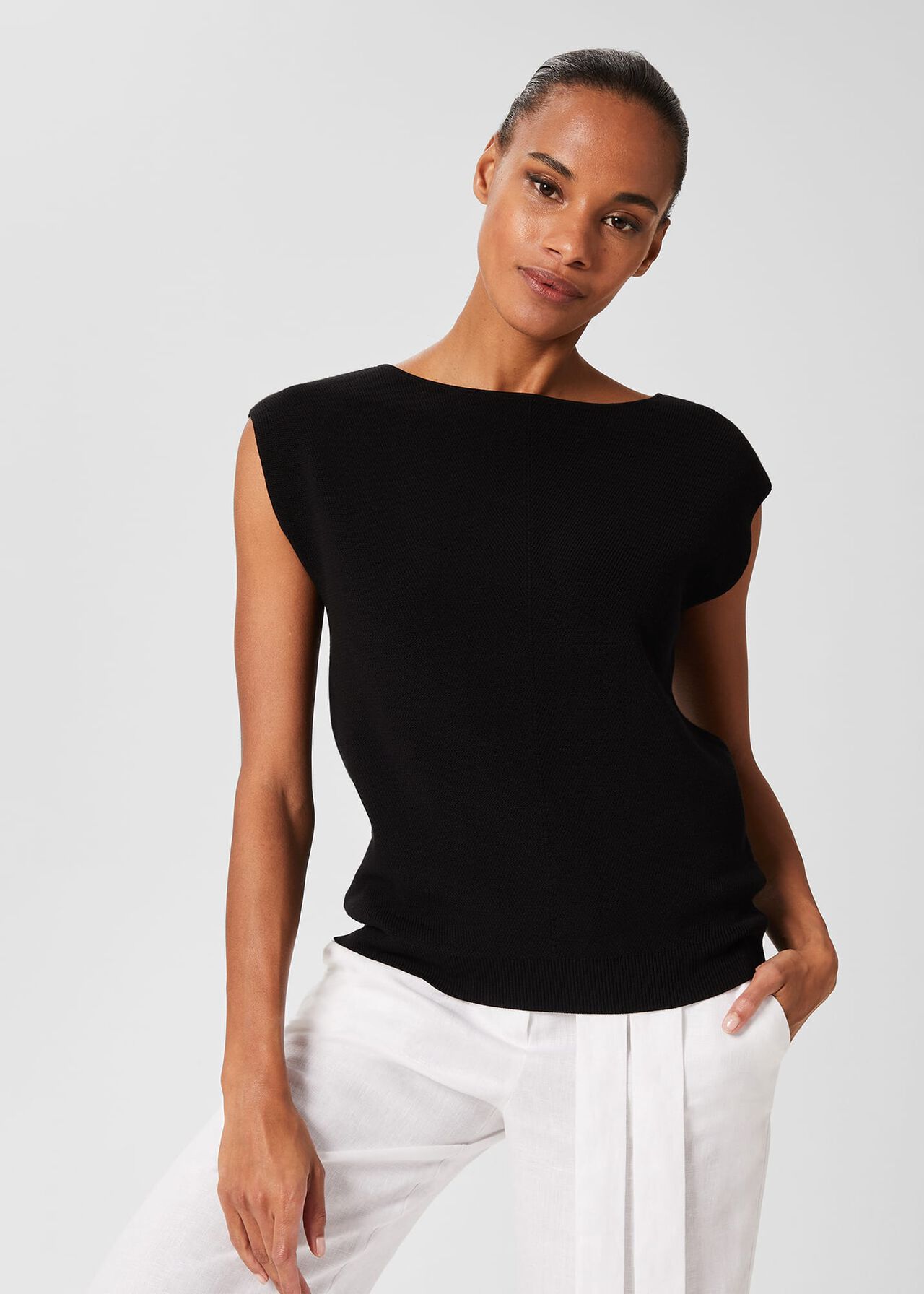 Marlow Knitted Top, Black, hi-res