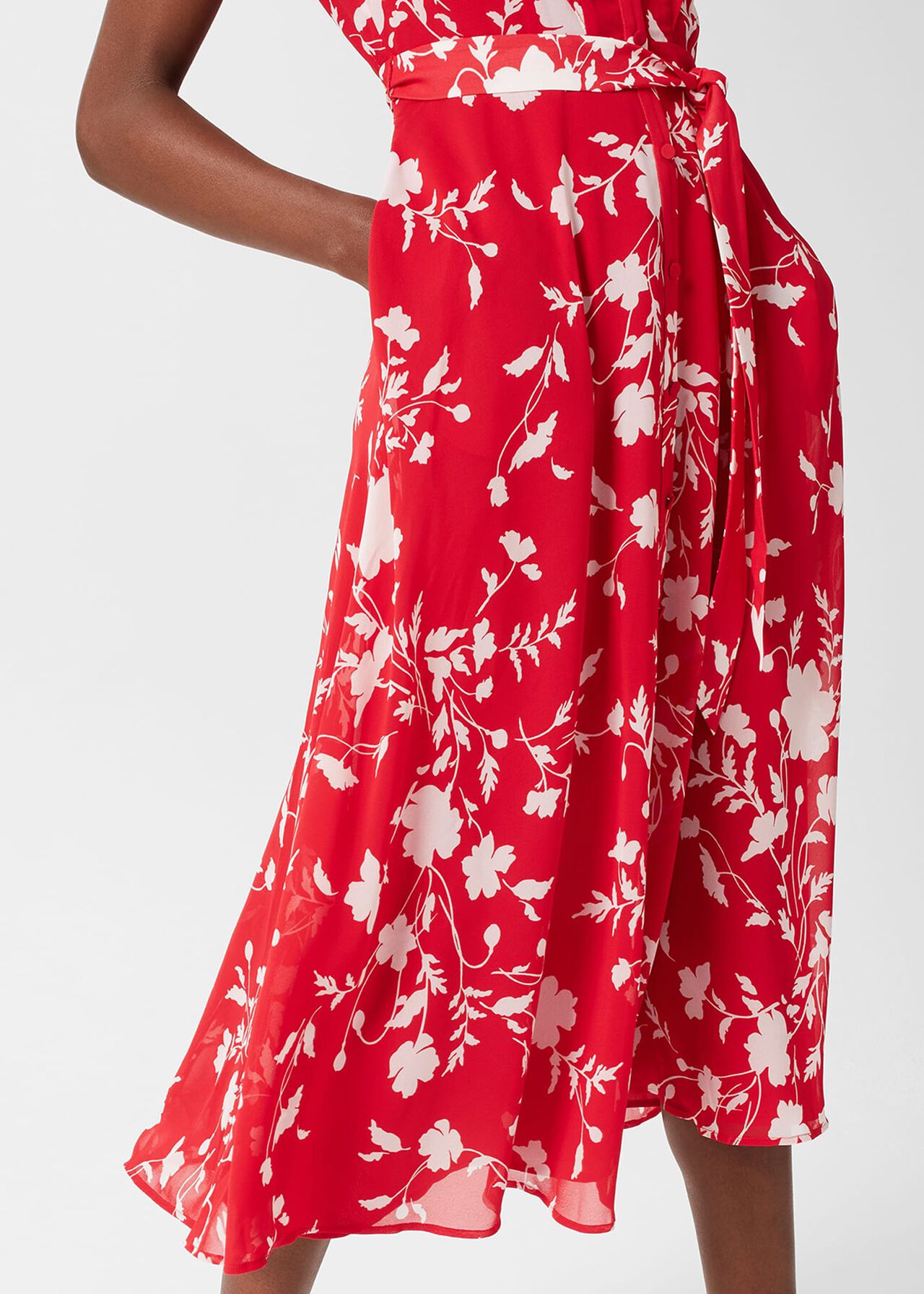 Georgiana Floral Dress, Red Ivory, hi-res