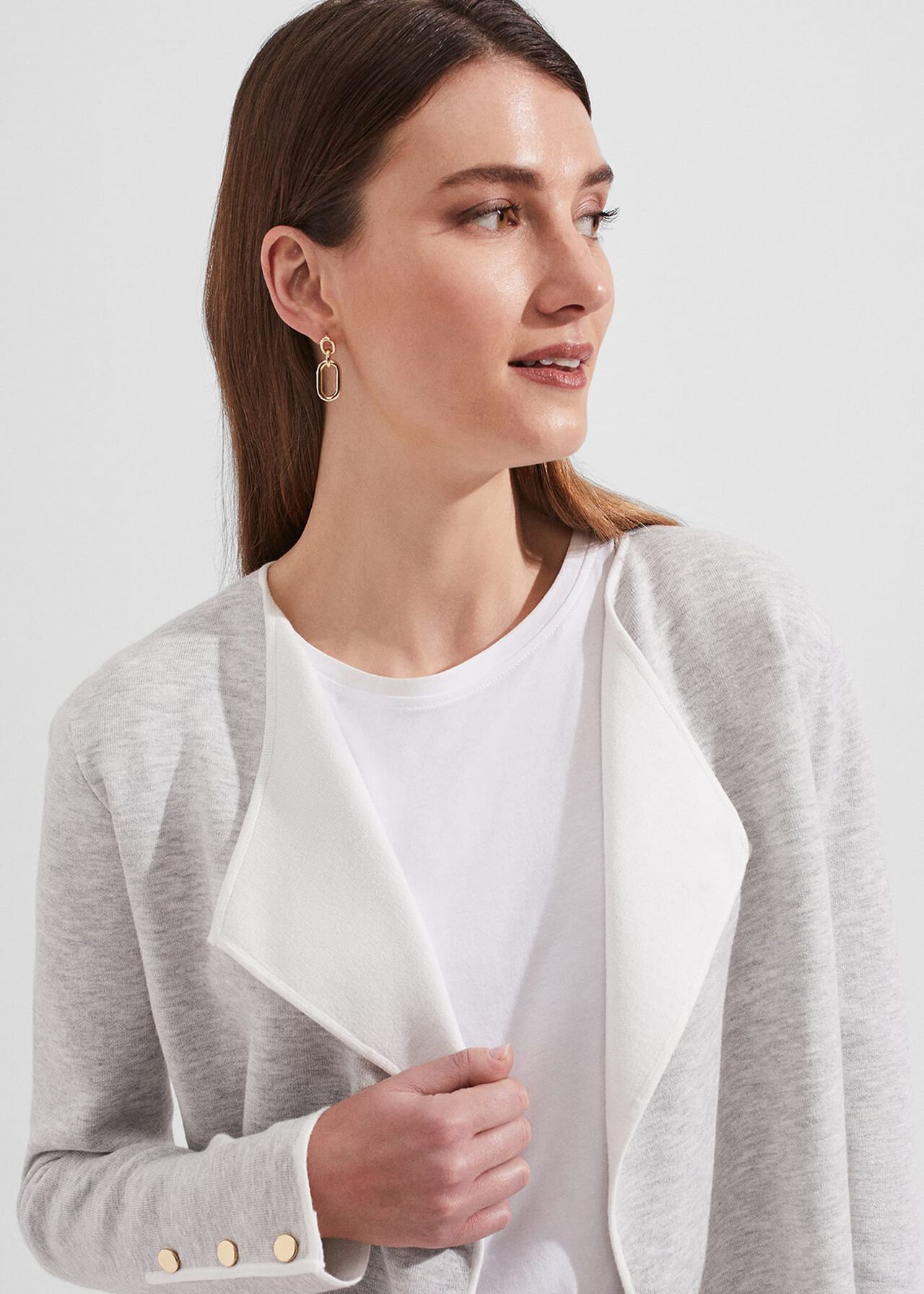 Darcy Knitted Jacket , Grey Ivory, hi-res