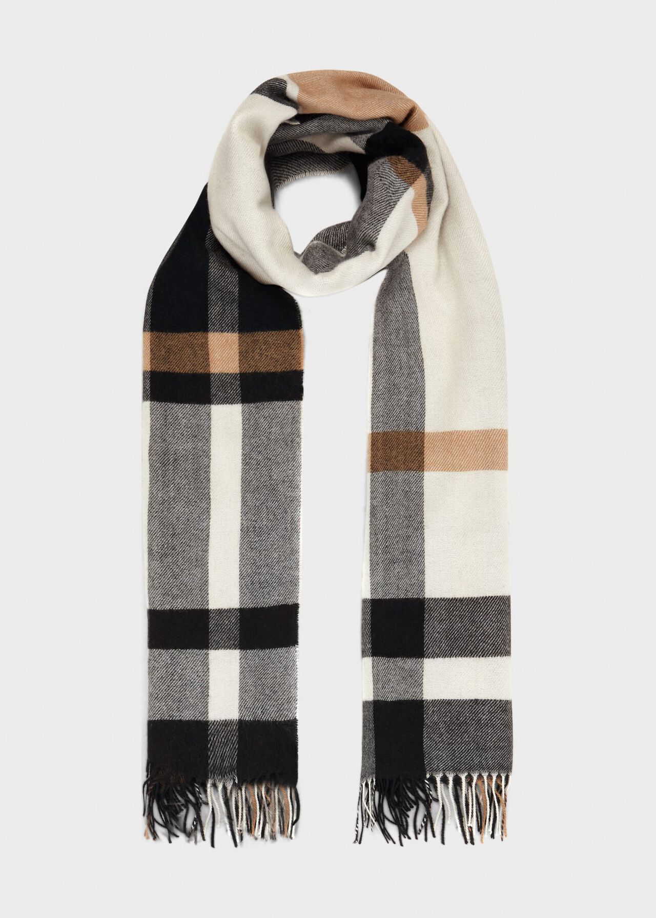 Whetherby Check Scarf, Ivory, hi-res