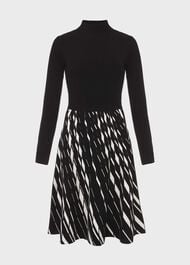 Reva Knitted Dress, Black Ivory, hi-res