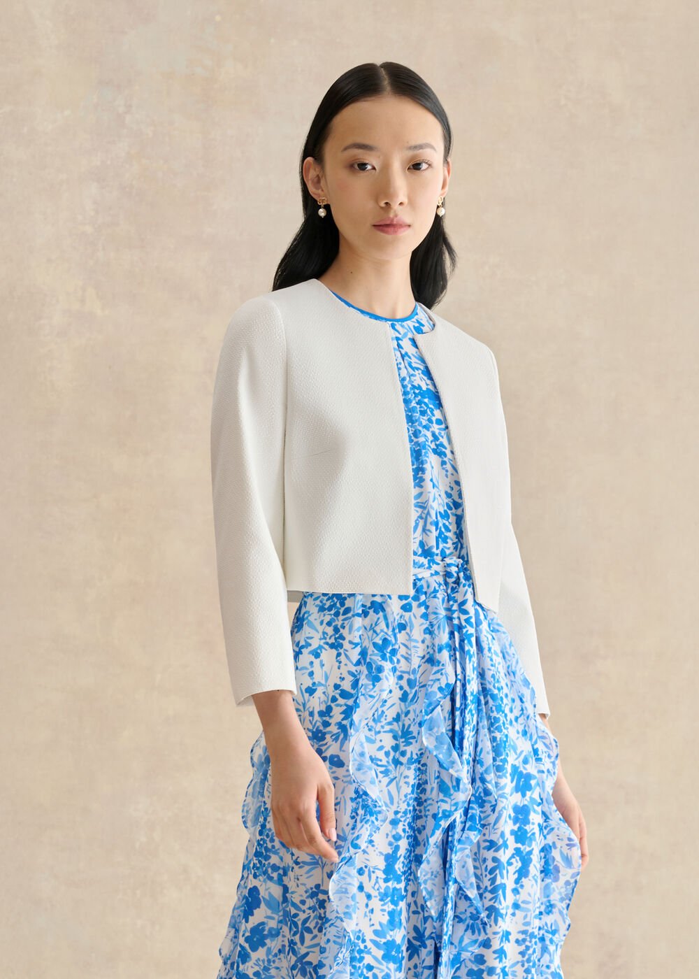 Elize Textured Jacket, Ivory, hi-res