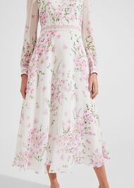 Petite Skye Floral Silk Dress, Ivory Multi, hi-res