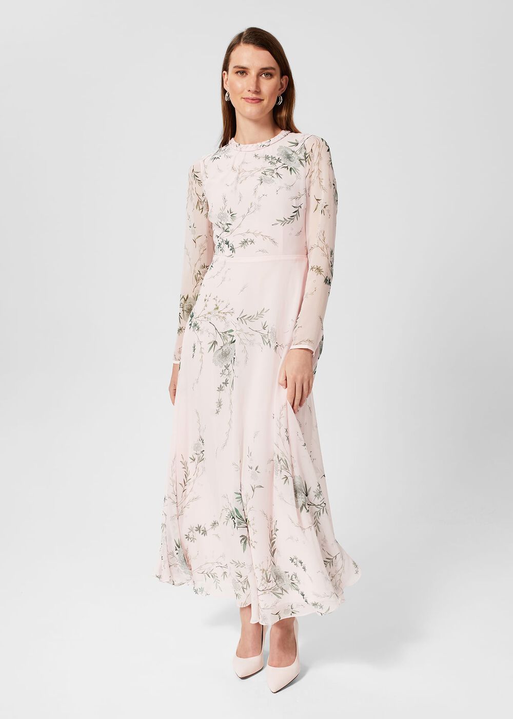 Rosabelle Silk Floral Dress, Pale Pink Multi, hi-res