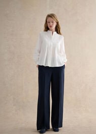 Alessia Linen Wide Pants, Navy, hi-res
