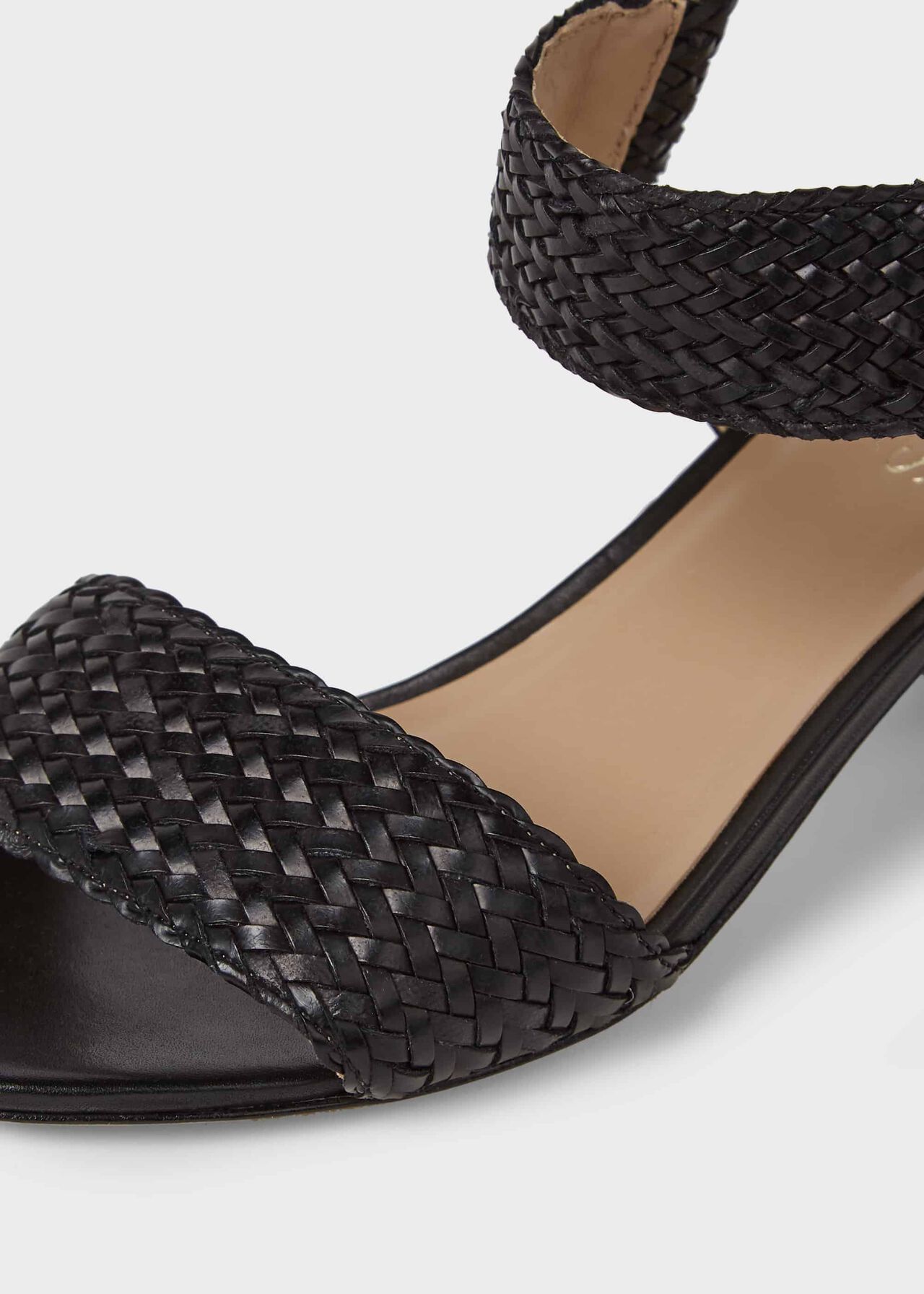 Lois Leather Sandals, Black, hi-res