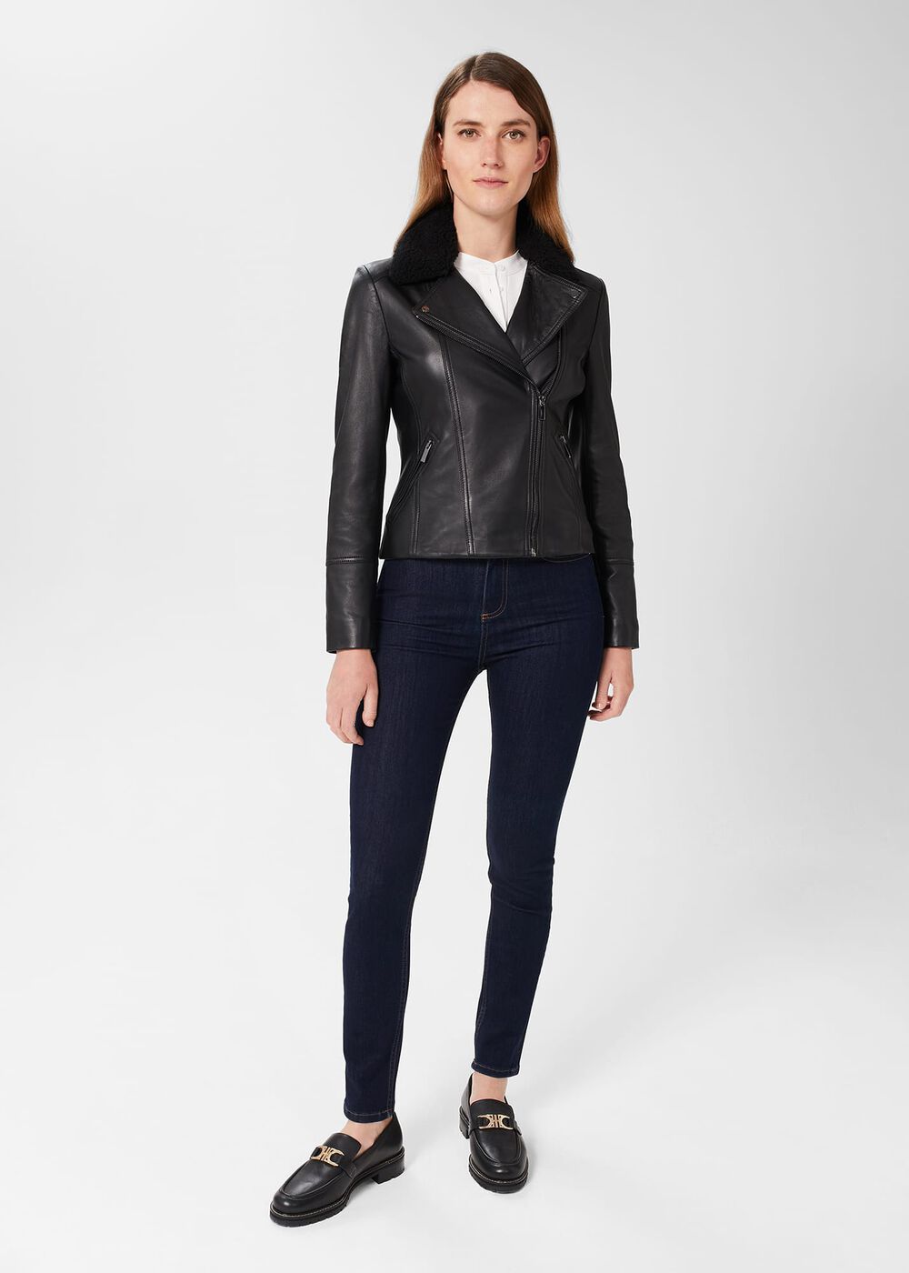 Lois Leather Jacket, Black, hi-res