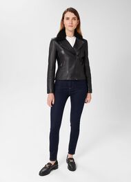 Lois Leather Jacket, Black, hi-res