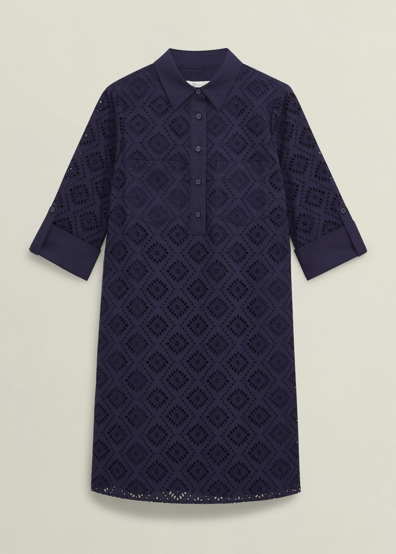 Marcia Broderie Dress, True Navy, hi-res