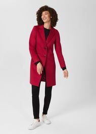 Tilda Wool Coat, Fuchsia Pink, hi-res