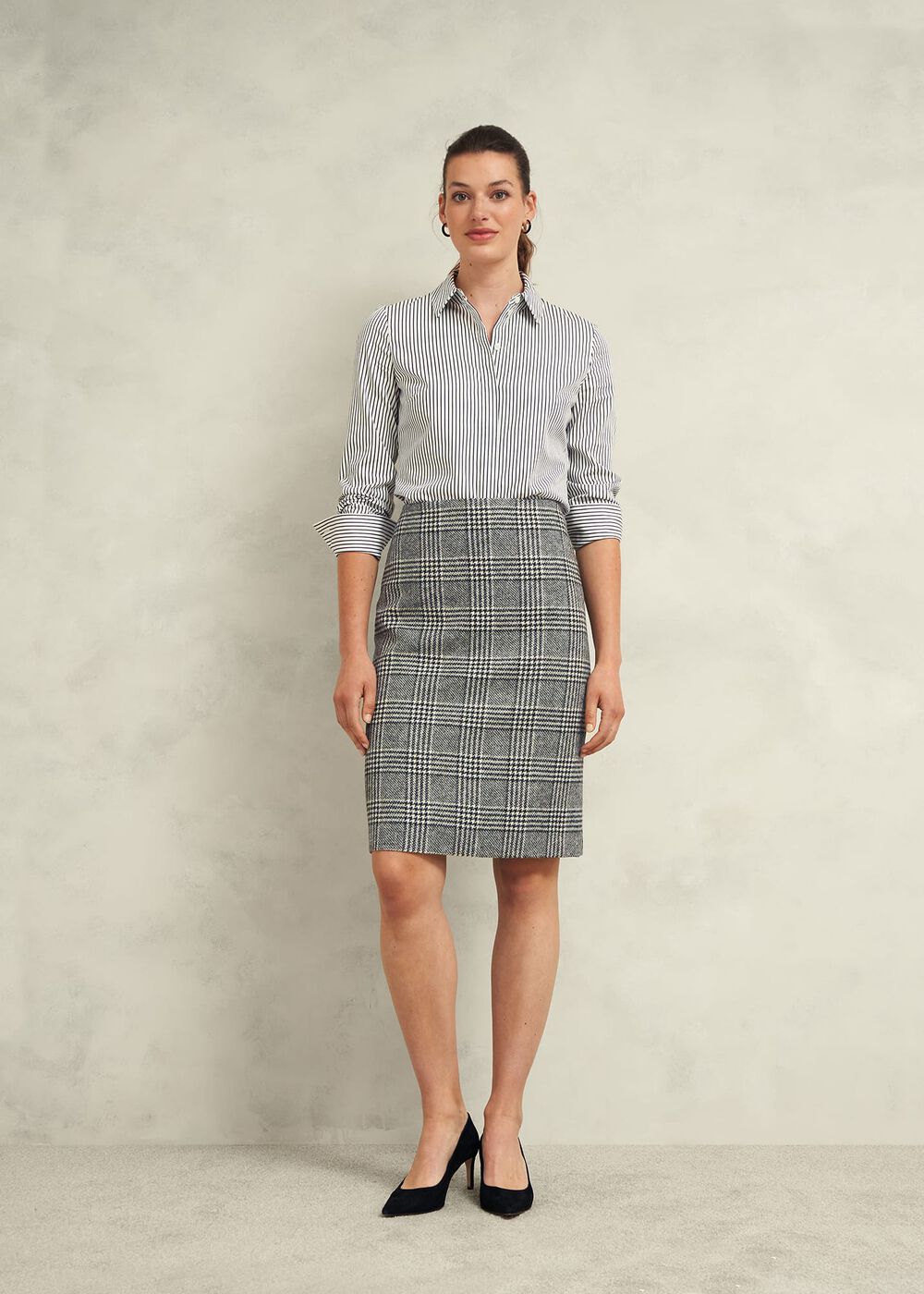 Brea Wool Skirt, Black White, hi-res