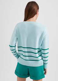 Lilia Cotton Stripe Jumper, Blue Aruba, hi-res