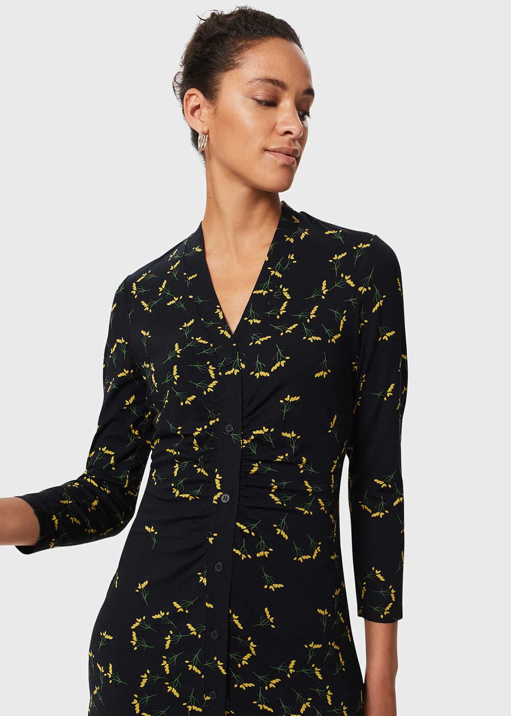 Hatty Jersey Dress, Navy Chartreuse, hi-res