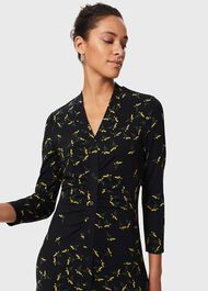 Hatty Jersey Dress, Navy Chartreuse, hi-res