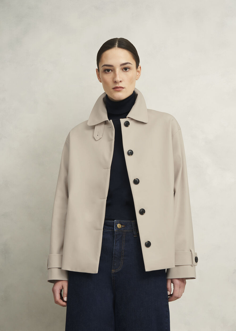 Frida Shower Resistant Short Trench Coat, Buff Grey, hi-res