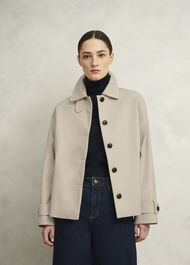 Frida Shower Resistant Short Trench Coat, Buff Grey, hi-res