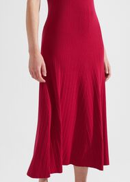 Reena Ribbed Knitted Dress, Berry Red, hi-res