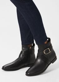 Ruthie Leather Ankle Boots, Black, hi-res